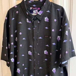 Retro Rifle 3XL Intergalactic. Black Cosmic Print Men's Shirt